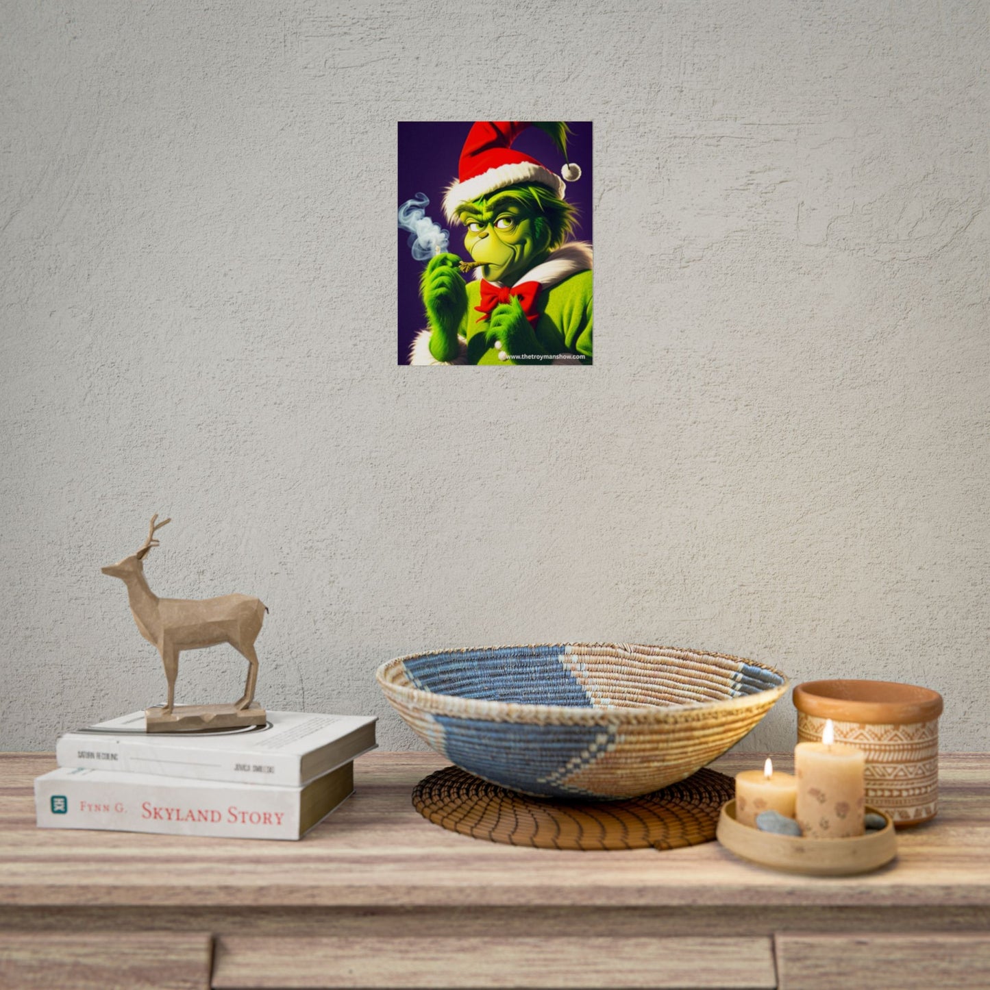 How the Grinch Stoned Christmas Poster - Rolled Holiday Wall Art