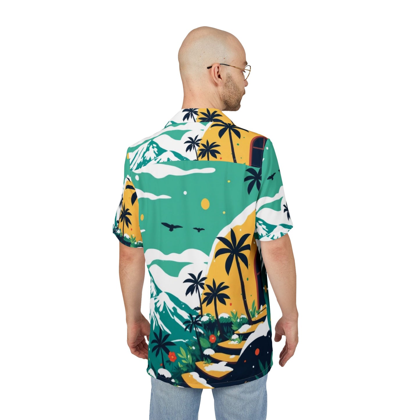 Island Vibes Hawaiian Shirt — Palm Trees & Snow Peaks Aloha Button-Down