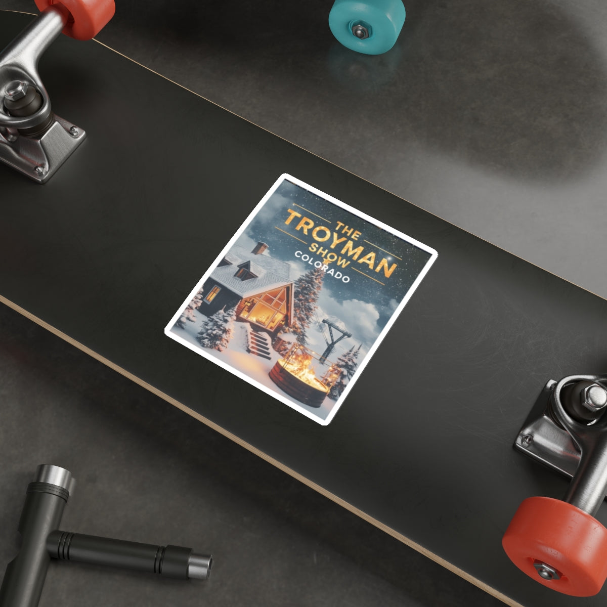 Die-Cut Sticker — The Troyman Show Colorado Winter Cabin Design