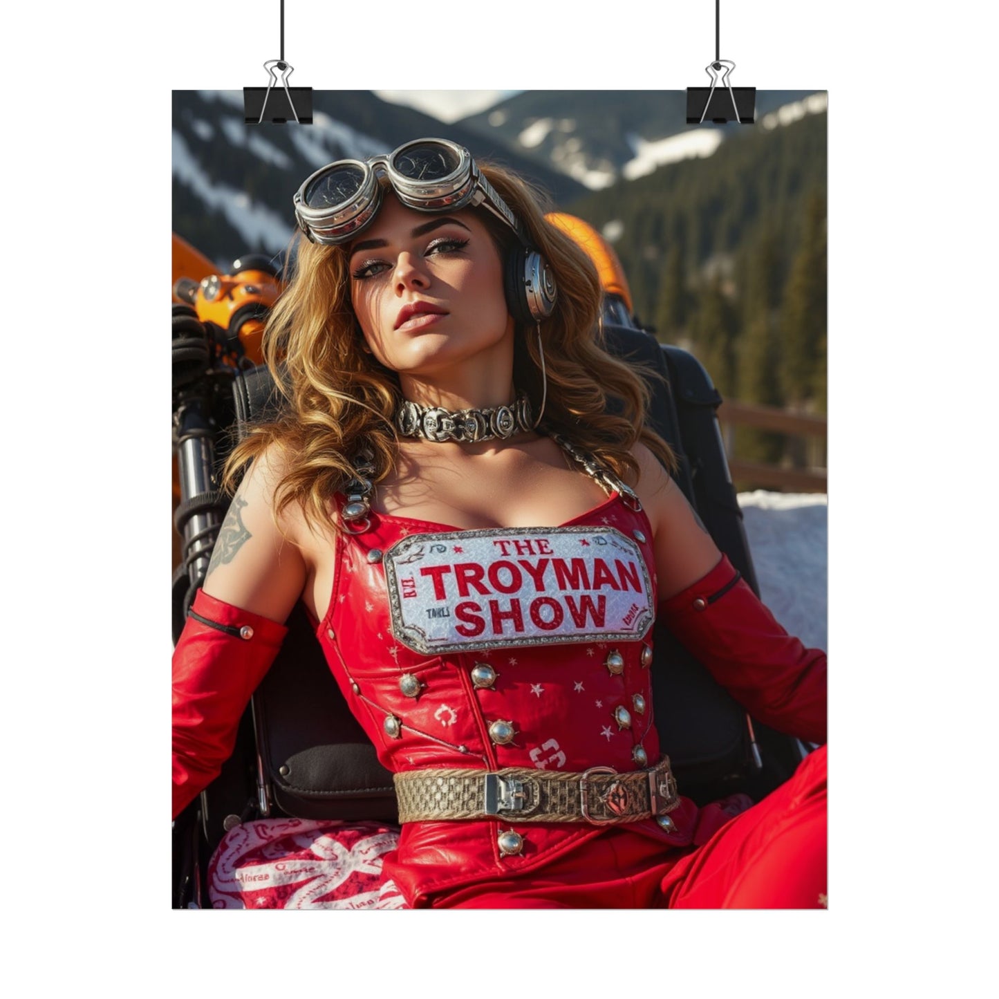 The Troyman Show' Retro Skier Pinup Wall Poster