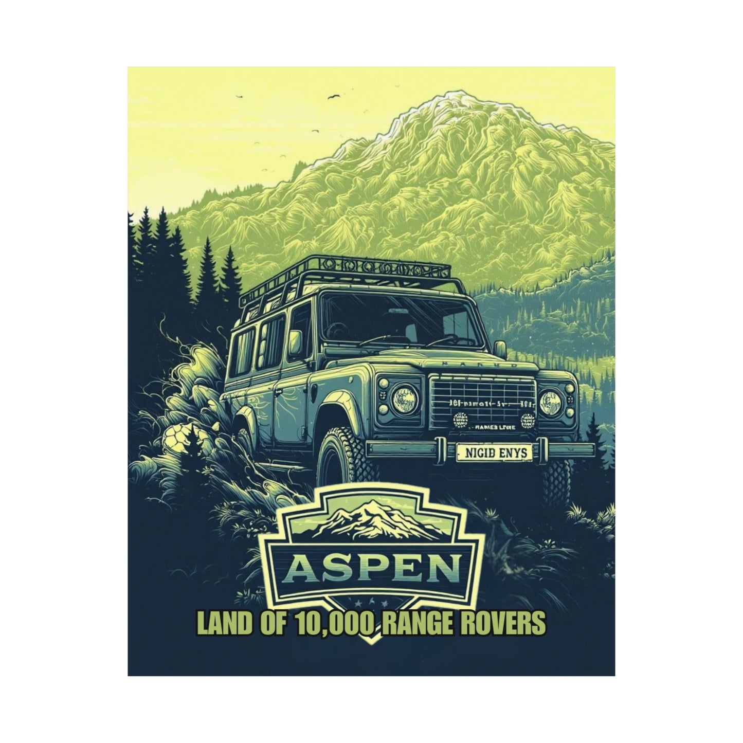 Aspen Land of 10,000 Range Rovers Poster — Vintage Adventure Matte Vertical Print