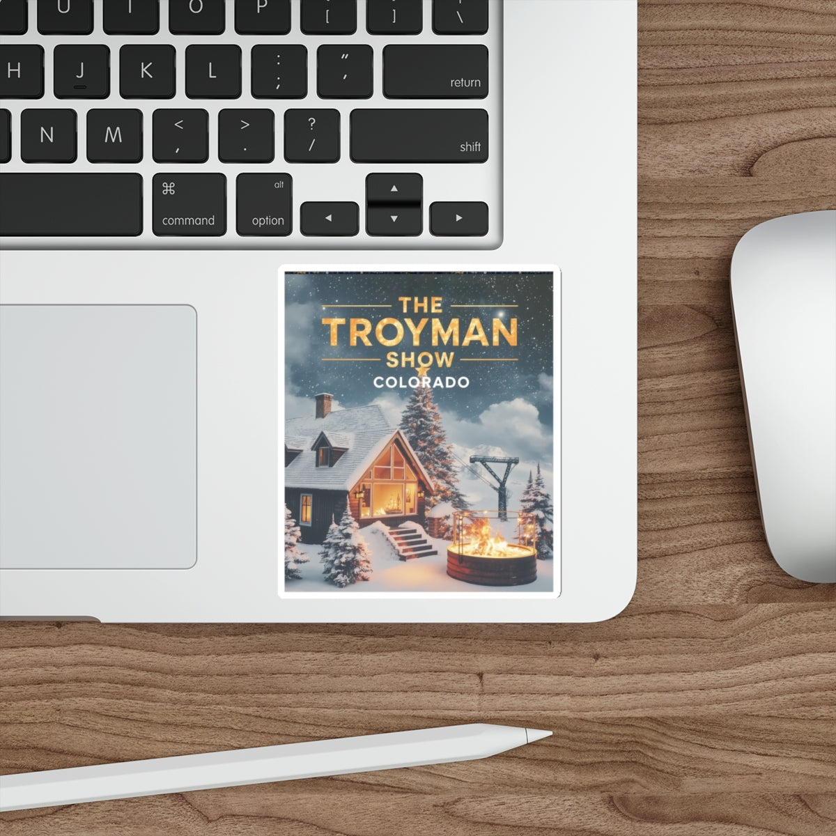 Die-Cut Sticker — The Troyman Show Colorado Winter Cabin Design