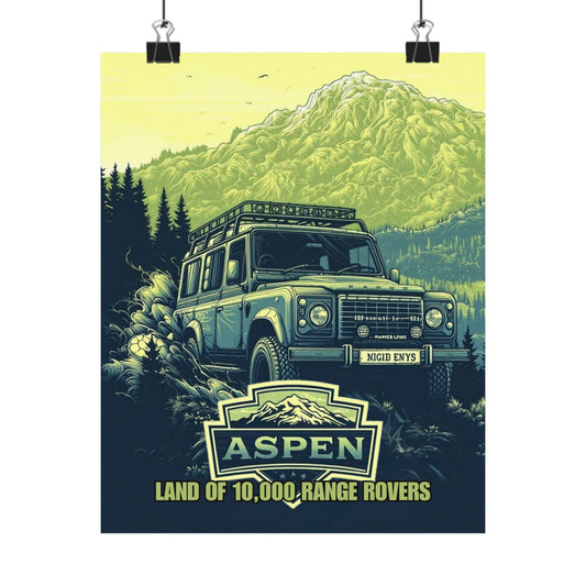 Aspen Land of 10,000 Range Rovers Poster — Vintage Adventure Matte Vertical Print
