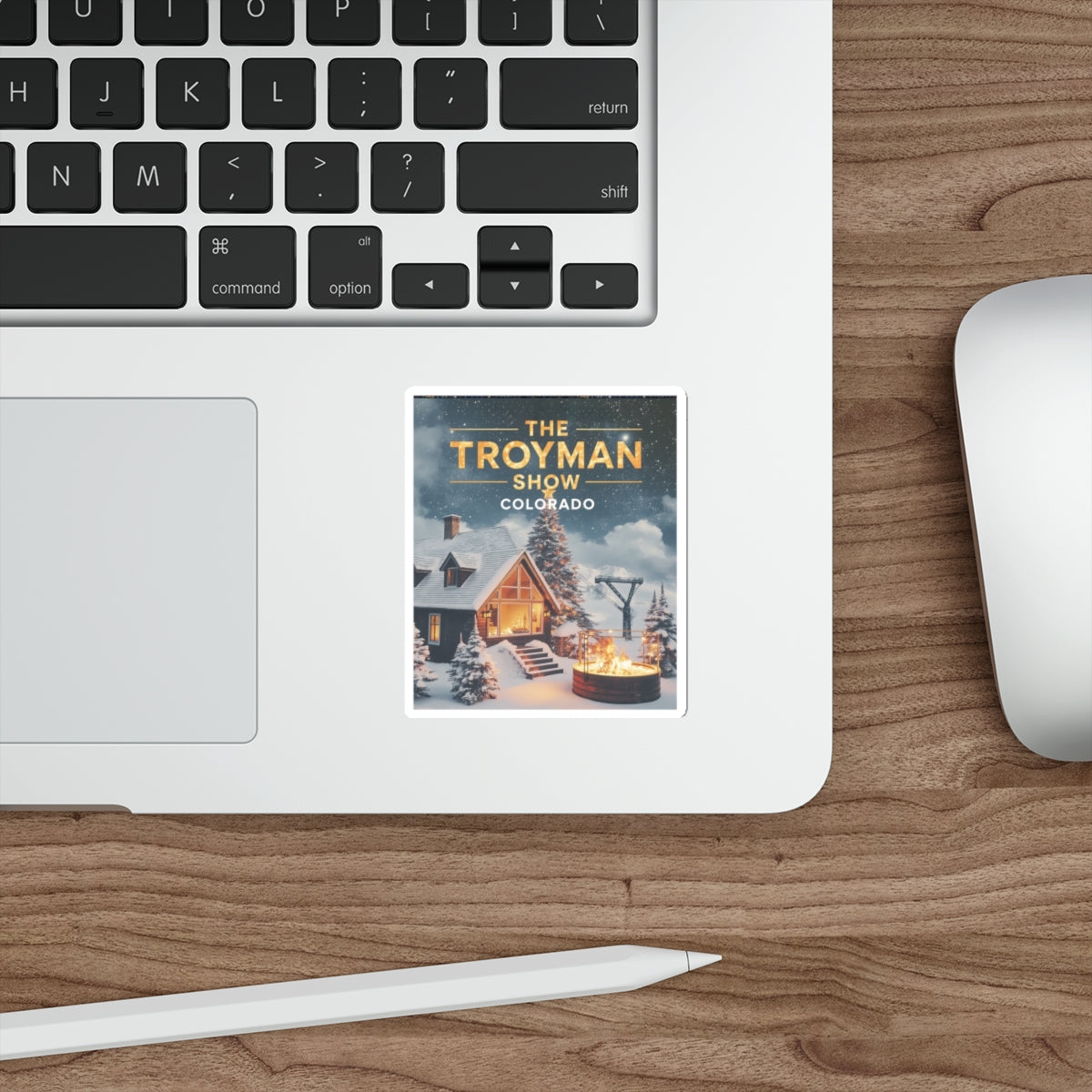 Die-Cut Sticker — The Troyman Show Colorado Winter Cabin Design