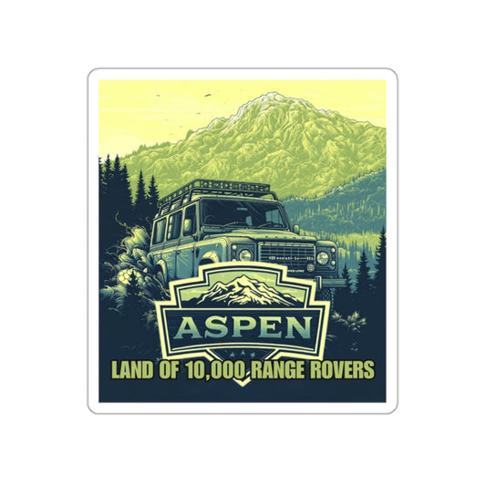 Aspen Land of 10,000 Range Rovers Sticker — Vintage Off-Road Mountain Decal