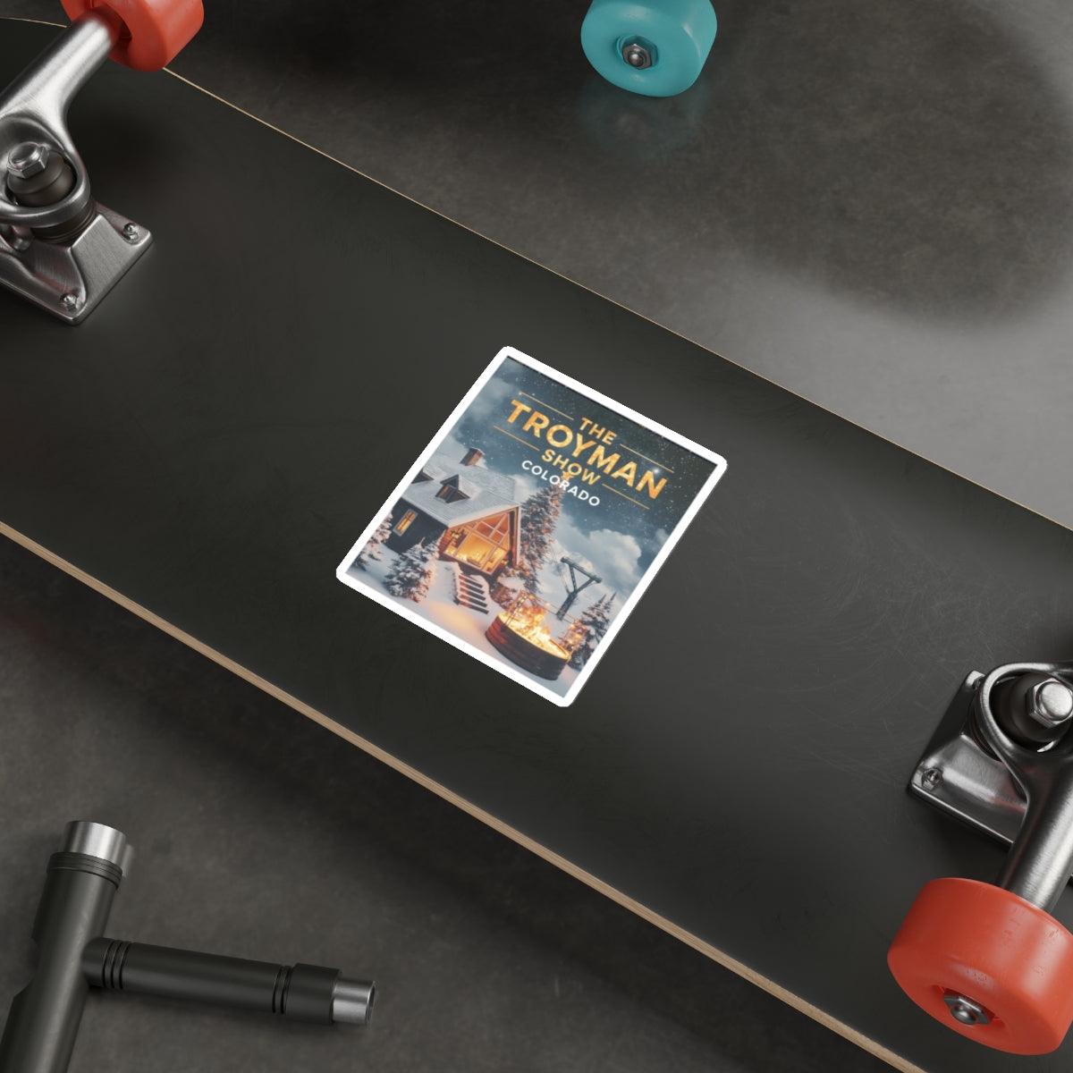 Die-Cut Sticker — The Troyman Show Colorado Winter Cabin Design