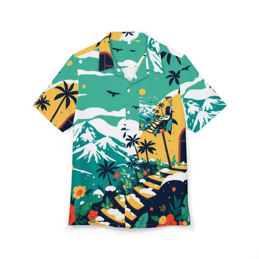 Island Vibes Hawaiian Shirt — Palm Trees & Snow Peaks Aloha Button-Down